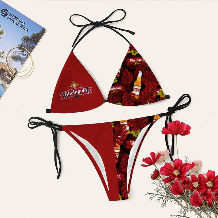 Red Rheingold Beer Bikini Set Swimsuit Beach