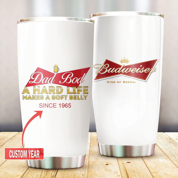 Personalized White Red Budweiser Stainless Steel Tumbler 20oz / 600ml