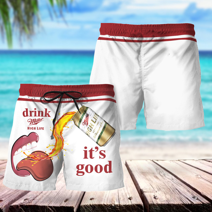 Drink Miller High Life It's Good Hawaii Shorts