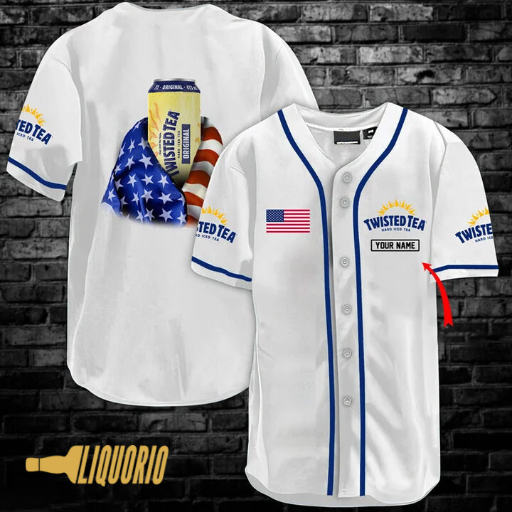 Personalized Vintage White USA Flag Twisted Tea Jersey Shirt