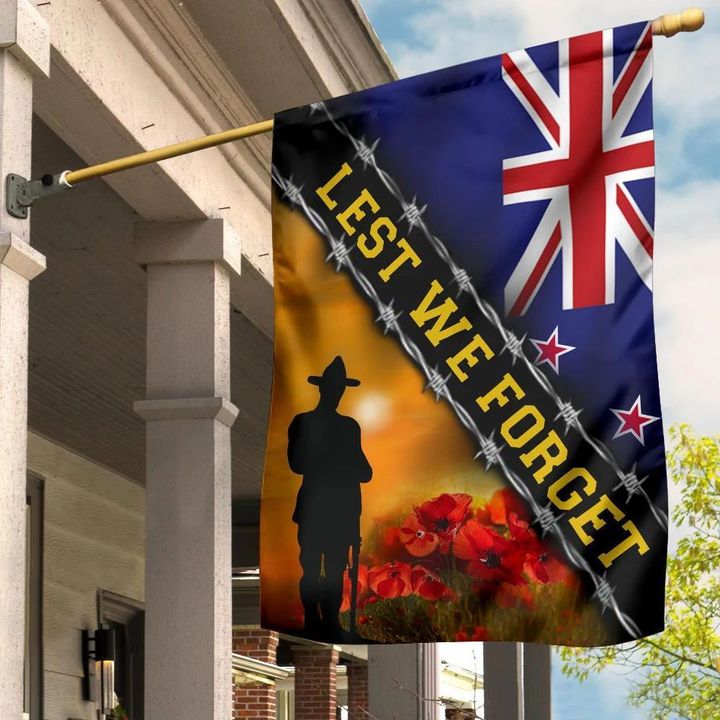 Lest We Forget New Zealand Flag Remembrance Anzac Day Veterans Patriotic Memorial Flag DC