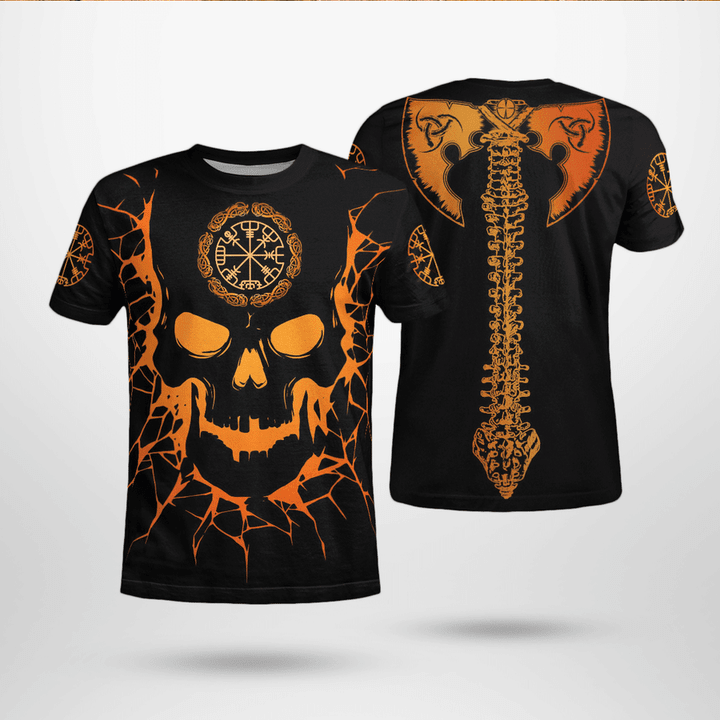 Skull Viking And Backbone Is An Ax - Viking T-Shirts All-Over-Print TU