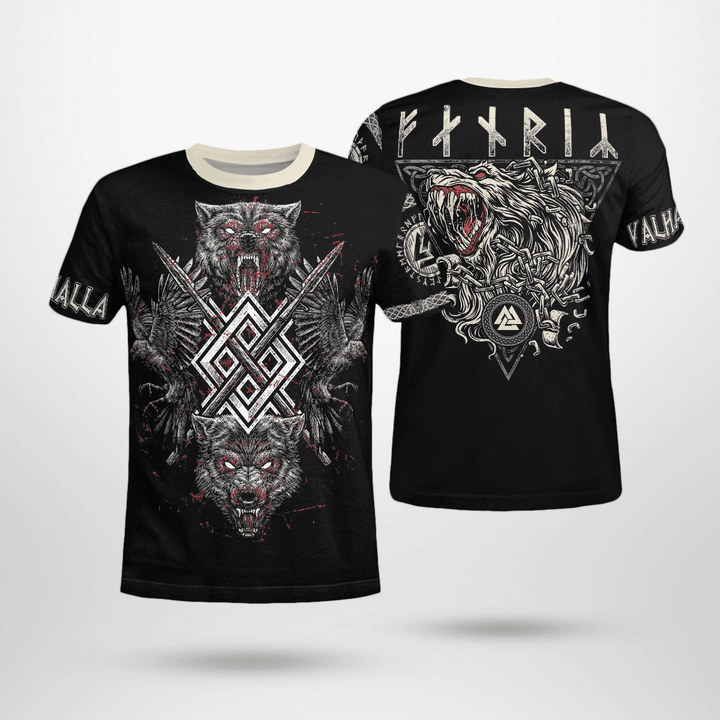 Viking Fenrir Wolf And Raven - Viking T-Shirts All-Over-Print TU
