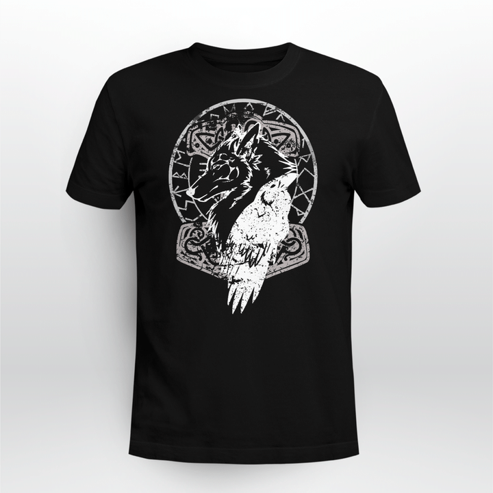 Viking Gear : Wolf Raven Hammer - Viking T-shirt TU