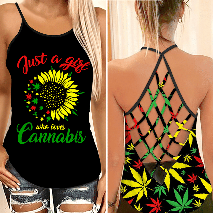 CAN "Just A Girl Who Loves Cannabis" Criss-Cross Tank Top