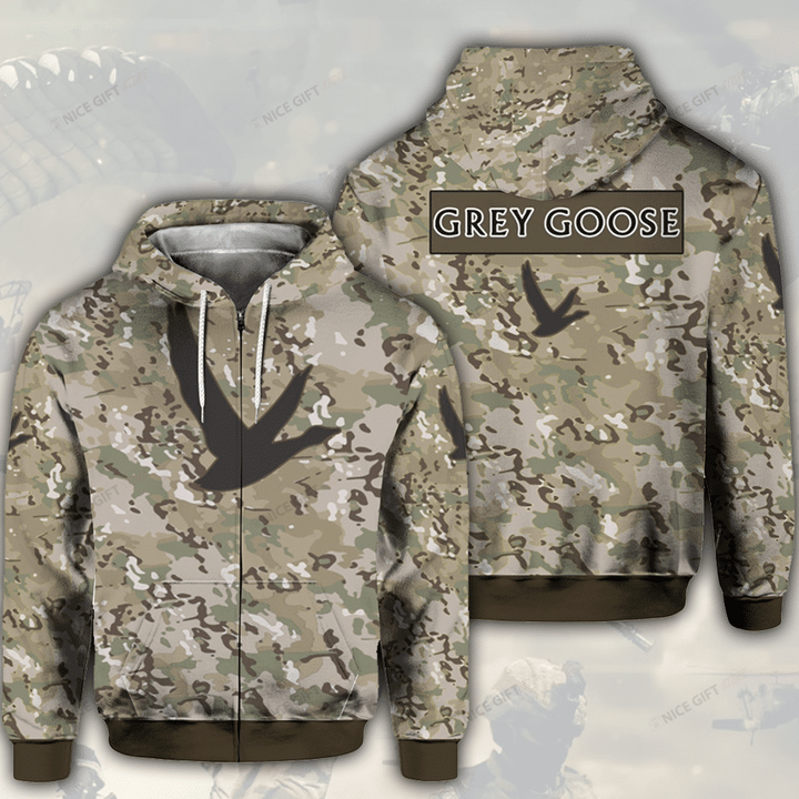 Grey Goose Camouflage Zip Hoodie 3D 3ZH-P0E5