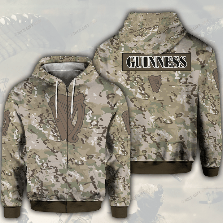 Guinness Camouflage Zip Hoodie 3D 3ZH-W1T2