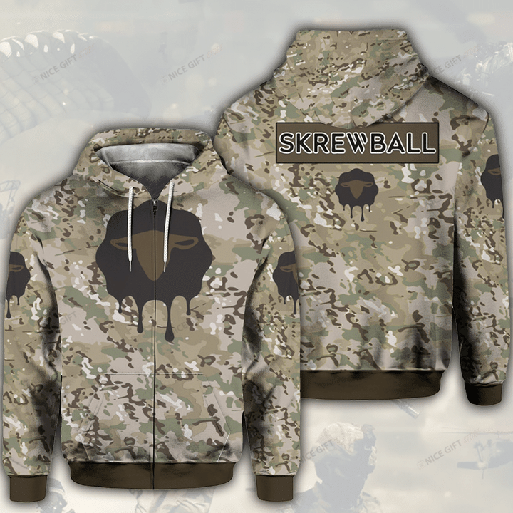 Skrewball Camouflage Zip Hoodie 3D 3ZH-S2L0