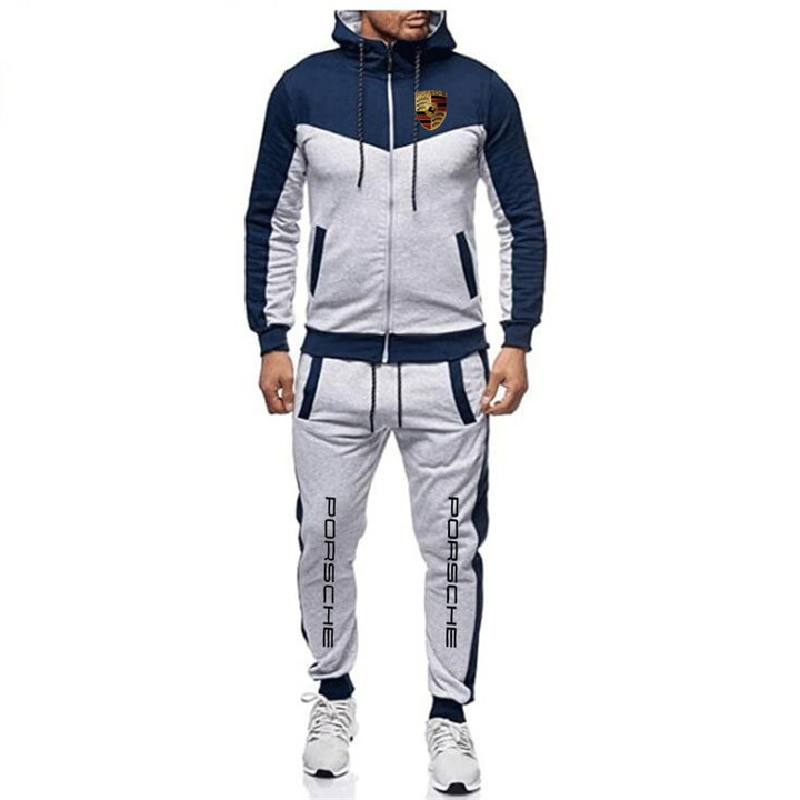 LIMITED EDITION Men's Casual Sports Suit Summer Pure Color Patchwork Slim Sportswear Jogger + Pants Two-piece Sports Fitness Suit DC
