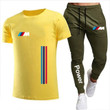 Summer Men's Sportswear Brand Set Tracksuit Running Set Casual T Shirt + Jogging Pants Quick Dry Workout Sport Suit Gym Fitness