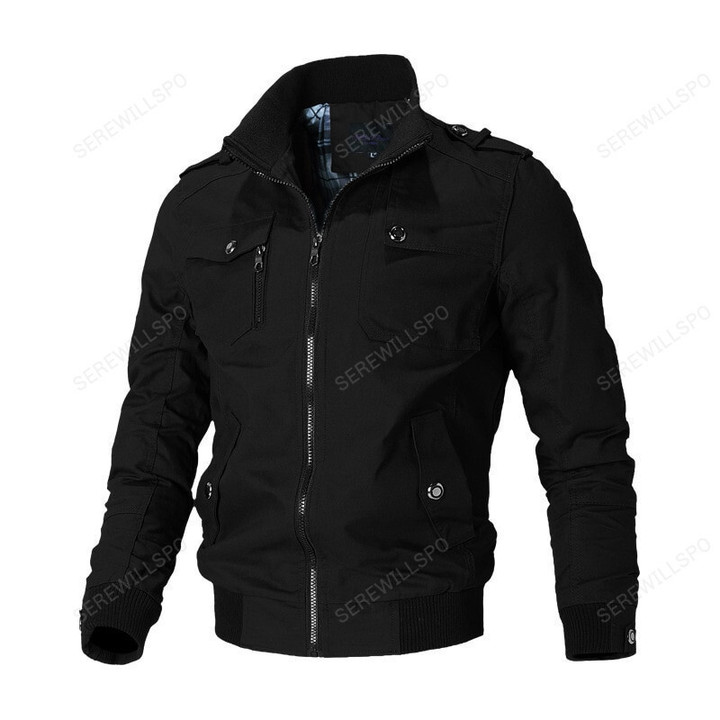 Jacket Men Fashion Casual Windbreaker Jacket Coat Men 2021 Spring Autumn New Hot Outwear Stand Slim Military Jacket Mens