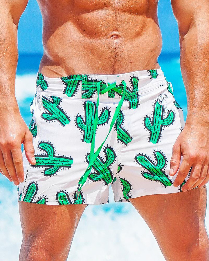 Cactus White Swim Shorts