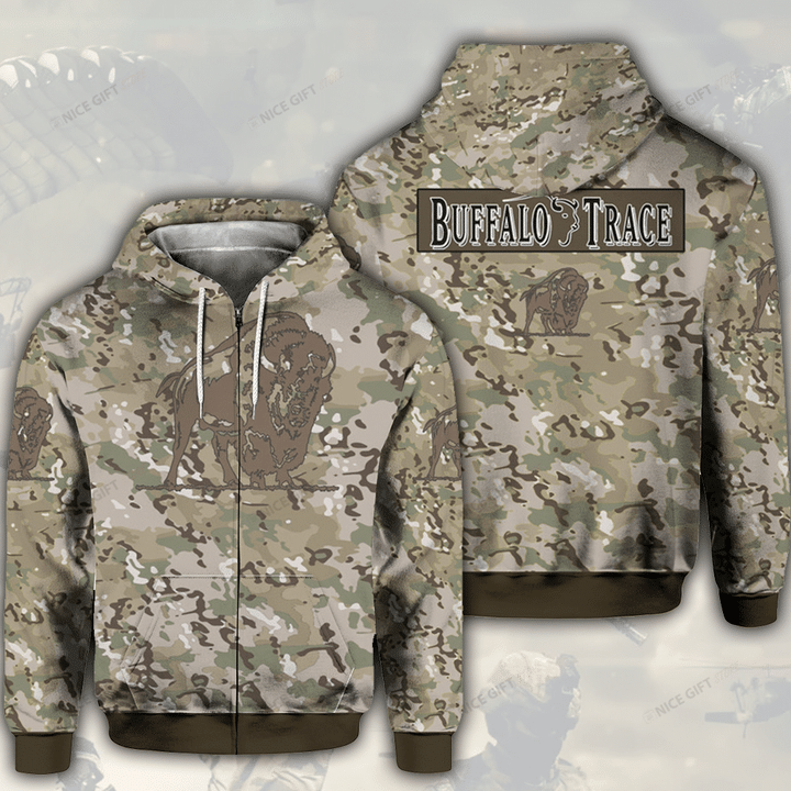 Buffalo Trace Camouflage Zip Hoodie 3D 3ZH-A4L0