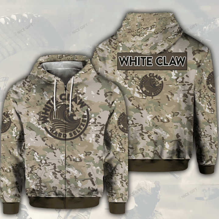 White Claw Hard Seltzer Camouflage Zip Hoodie 3D 3ZH-A7Q8