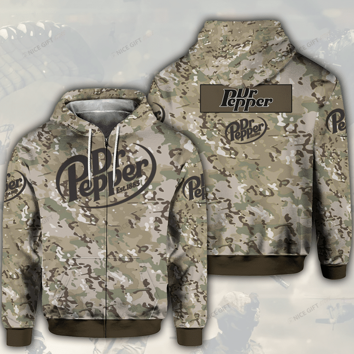 Dr Pepper Camouflage Zip Hoodie 3D 3ZH-Z7O3