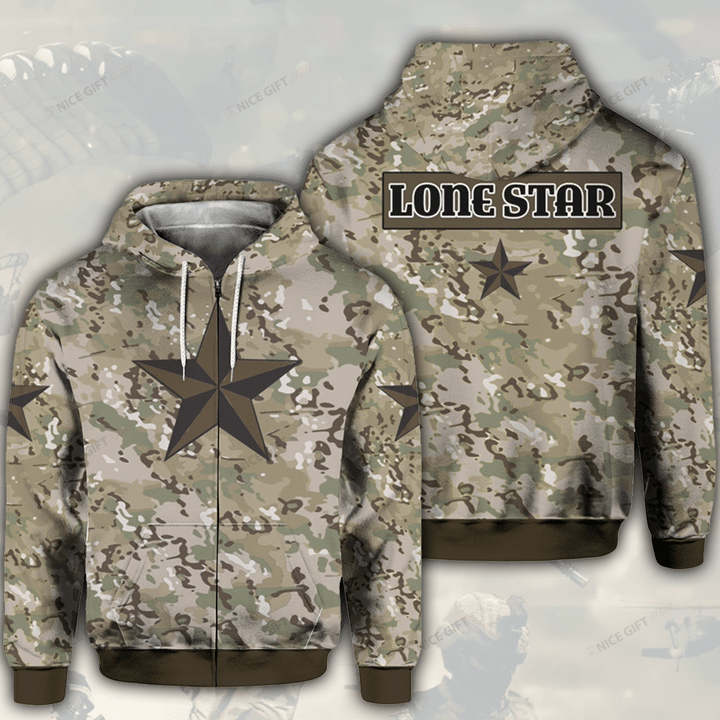 Lone Star Camouflage Zip Hoodie 3D 3ZH-C8O8