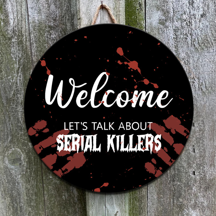 Welcome Halloween Round Wood Sign