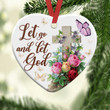 Beautiful Flower Cross Of God NI2611032YR Ceramic Heart Ornament