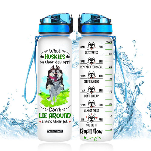Personalized What Do Huskies Do On Their Day Off Husky GS-CL-DT0307 Water Tracker Bottle