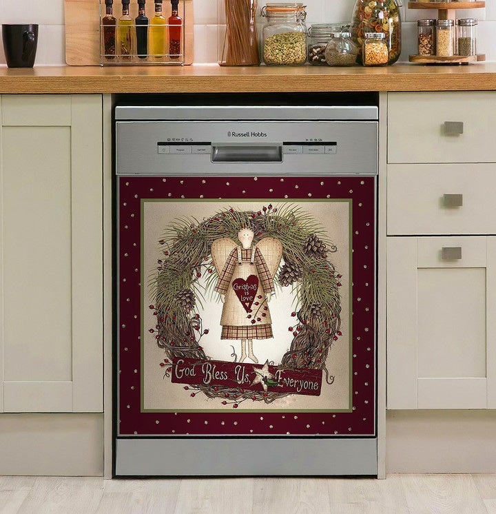 Folk Angel Christmas Wreath NI1412231DD Decor Kitchen Dishwasher Cover