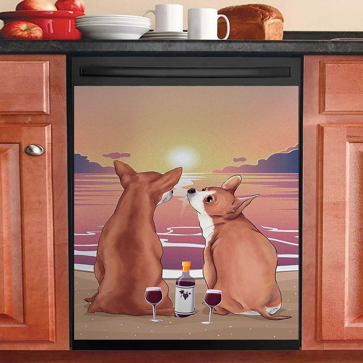 Chihuahua Couple Love And Wine NI2302055YC Decor Kitchen Dishwasher Cover