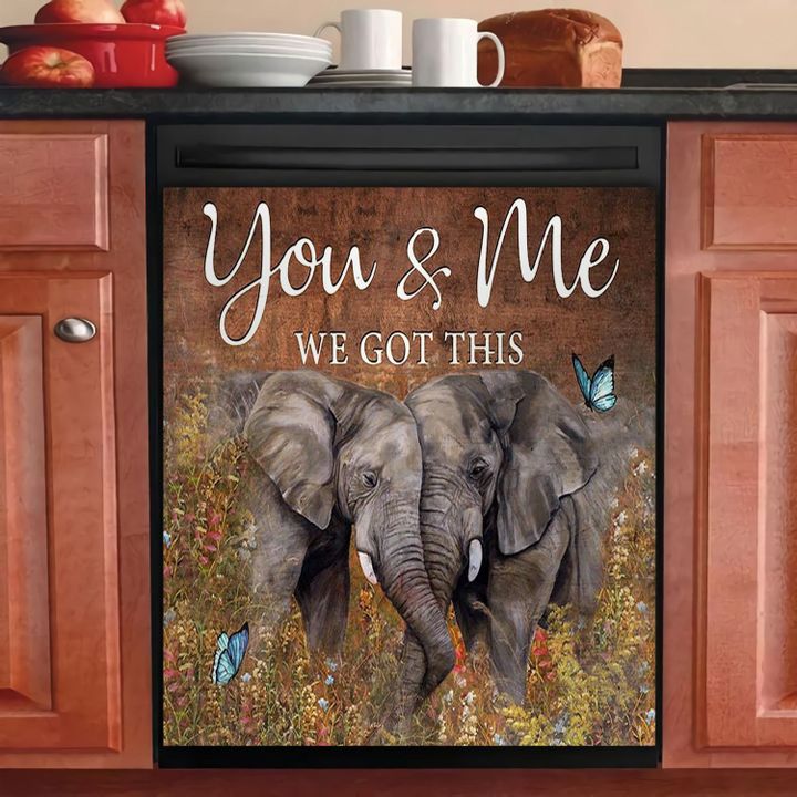 Elephant You And Me TH1111210CL Decor Kitchen Dishwasher Cover