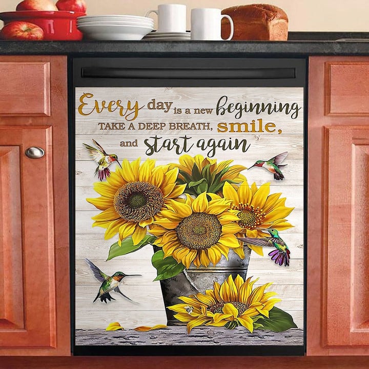 Every Day Is A New Beginning Hummingbird Sunflower Sunshine NI0511035KL Decor Kitchen Dishwasher Cover