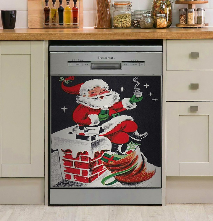 Vintage Christmas Cocoa Santa NI1212023DD Decor Kitchen Dishwasher Cover