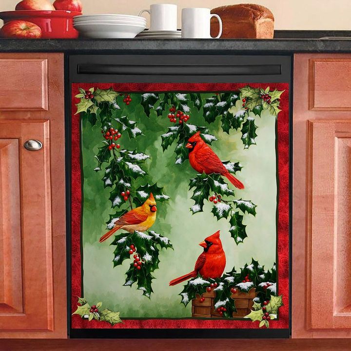 Merry Christmas Cardinals And Holly NI0311075KL Decor Kitchen Dishwasher Cover