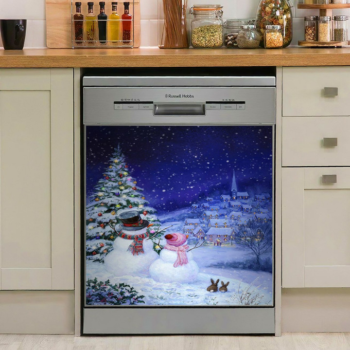 Couple Snowman At Night NI3011039KL Decor Kitchen Dishwasher Cover
