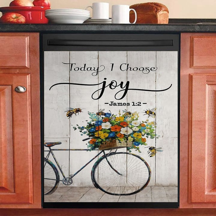 Today I Choose Joy Flower Bicycle Bee NI1212114KL Decor Kitchen Dishwasher Cover