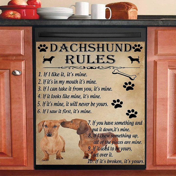Funny Rules For Your Dog Dachshund NI1111052KL Decor Kitchen Dishwasher Cover