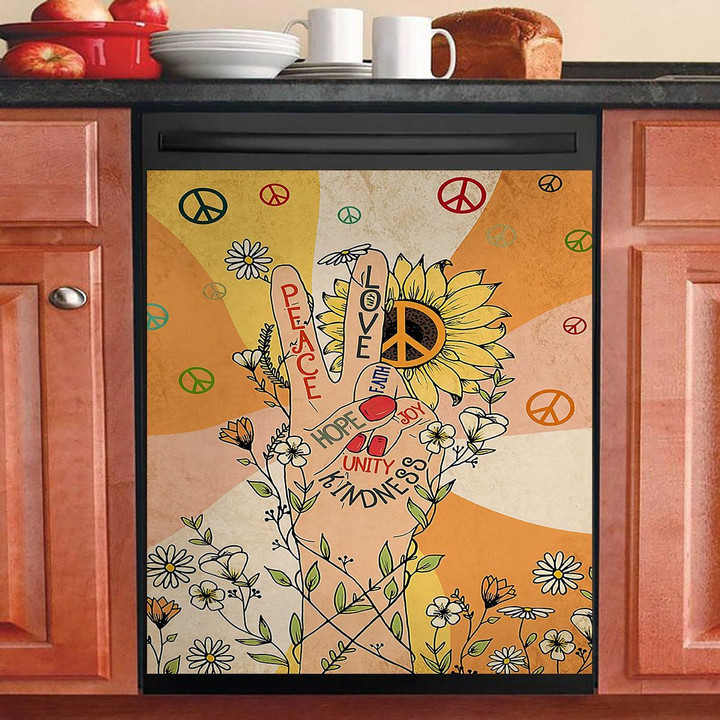 Hippie Peace And Love NI0411044KL Decor Kitchen Dishwasher Cover
