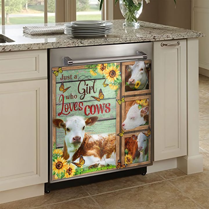 Just A Girl Who Loves Cows NI1611033NP Decor Kitchen Dishwasher Cover