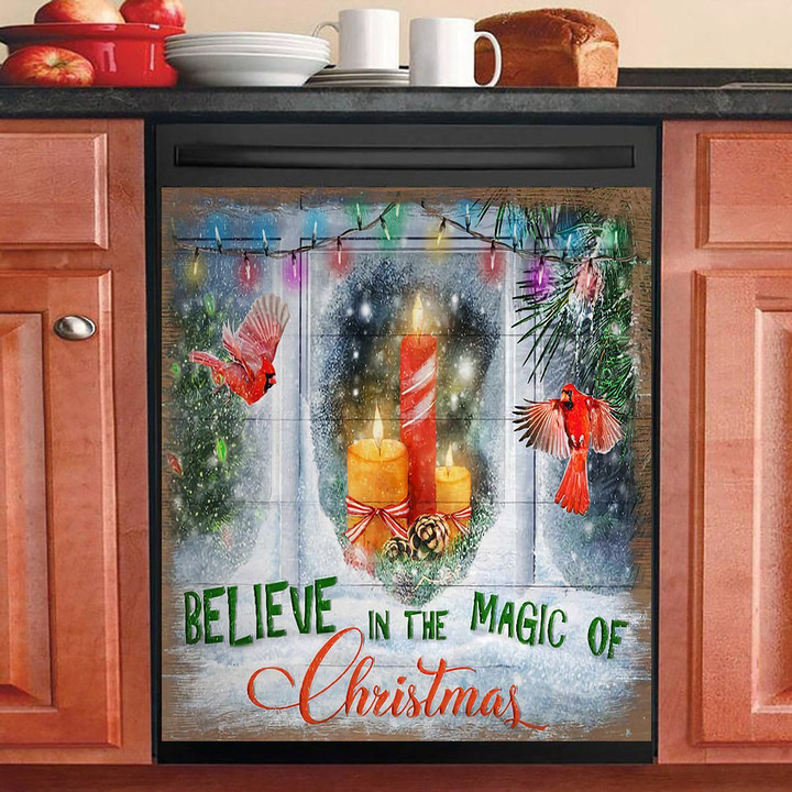 Believe In The Magic Of Christmas Cardinal NI2411006KL Decor Kitchen Dishwasher Cover
