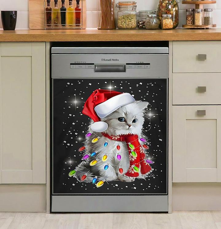 Cat Xmas Light NI06100167DD Decor Kitchen Dishwasher Cover