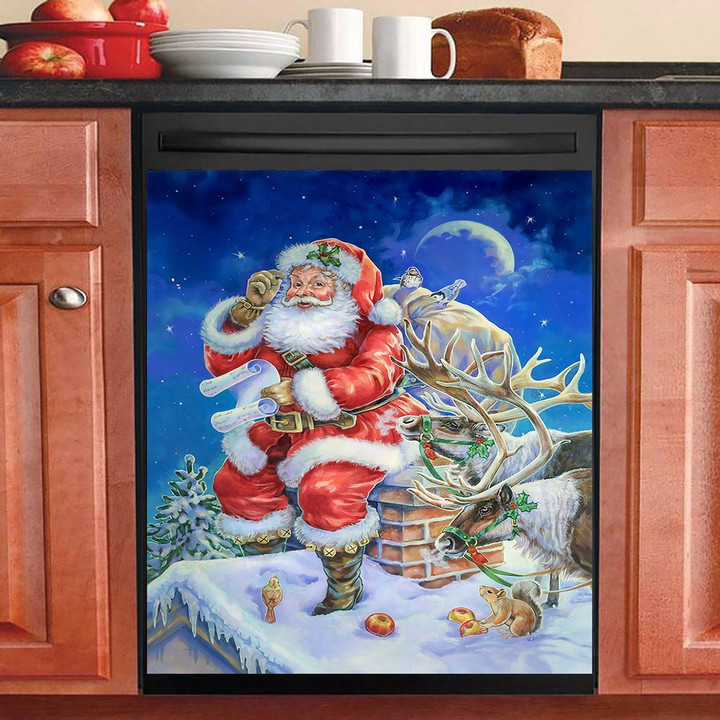 Christmas Santa On The Chimney NI1911030KL Decor Kitchen Dishwasher Cover
