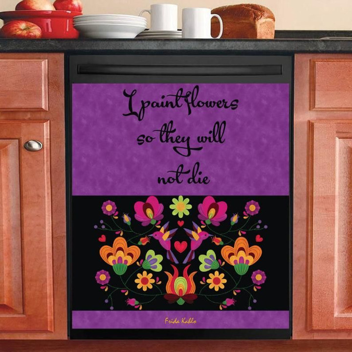 Bohemian Floral Folk Art Mexican Frida Kahlo Quotes TH0510083CL Decor Kitchen Dishwasher Cover