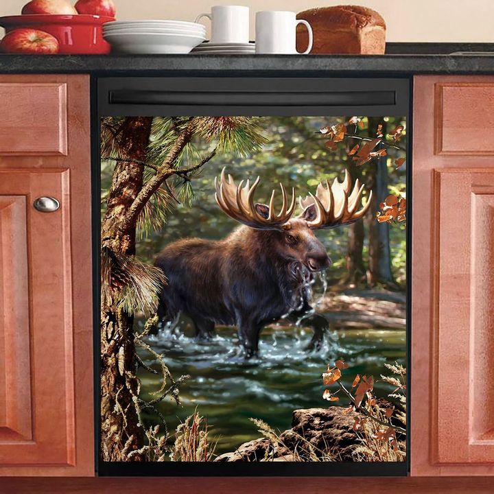 Moose Painting Art NI1411009LB Decor Kitchen Dishwasher Cover