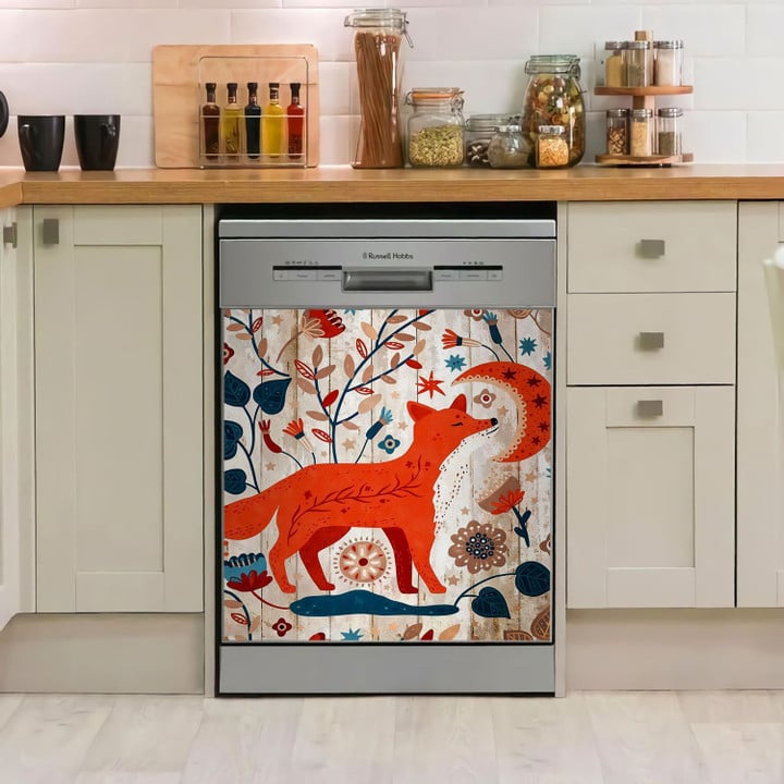Fox Bohemian Folk Art Fox TH1111256CL Decor Kitchen Dishwasher Cover