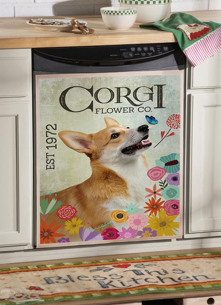 Corgi Flower TH1011203CL Decor Kitchen Dishwasher Cover