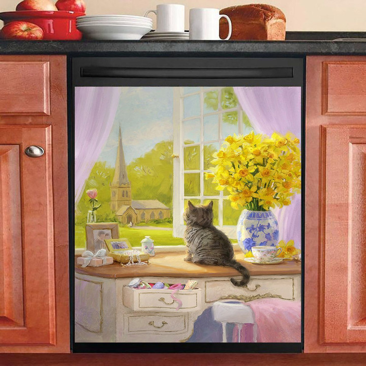 Little Cat At Window NI3011064KL Decor Kitchen Dishwasher Cover
