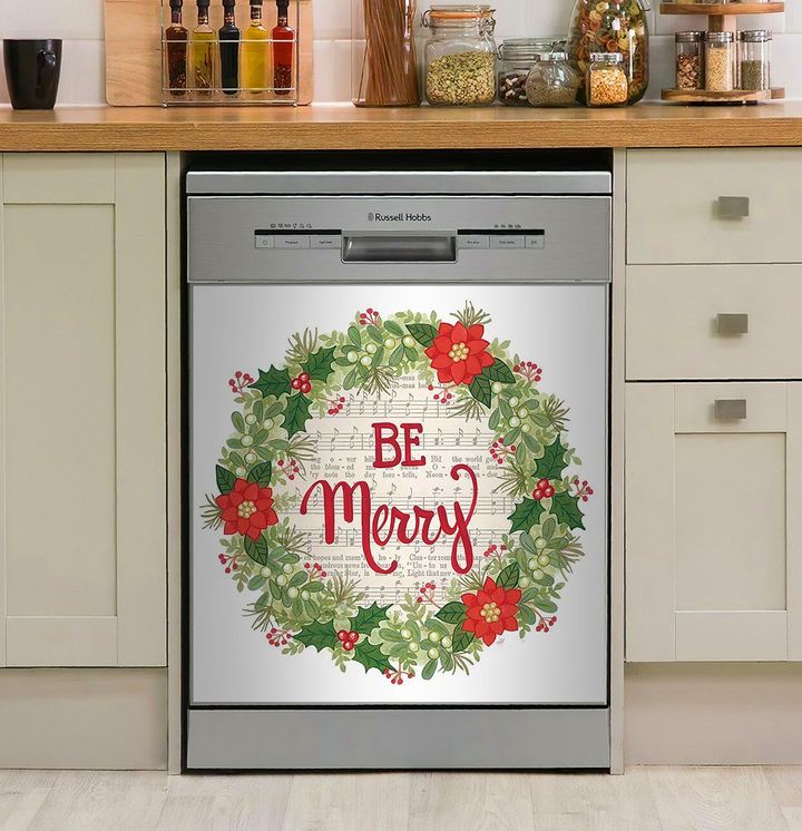 Be Merry Holiday Wreath NI1412348DD Decor Kitchen Dishwasher Cover
