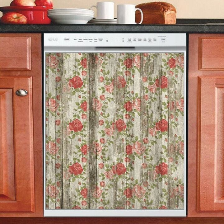Pretty Roses On Wood Pattern NC1111289CL Decor Kitchen Dishwasher Cover