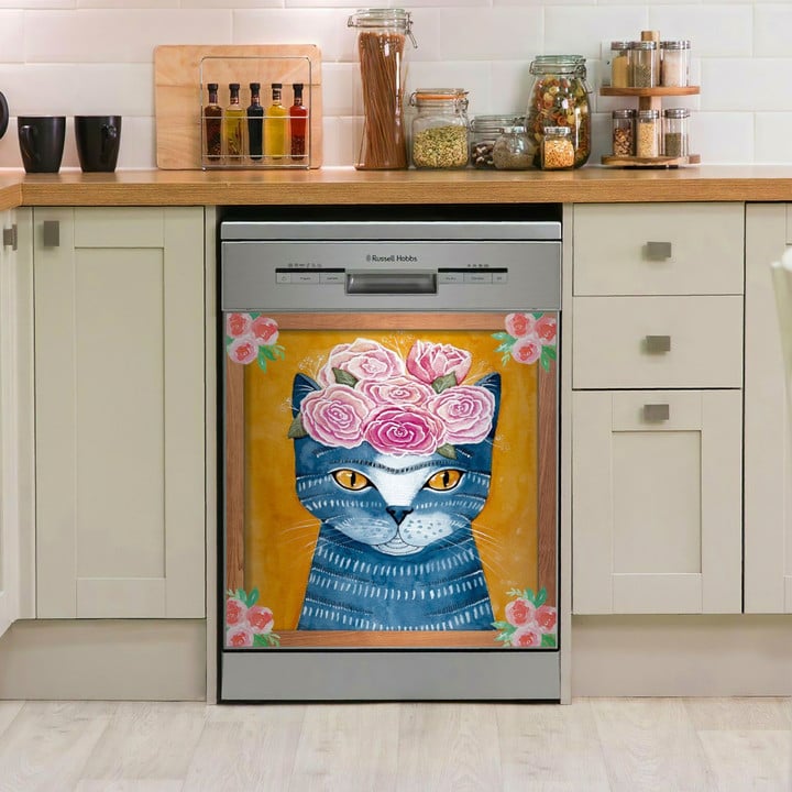 Cat And Flower TH2410285CL Decor Kitchen Dishwasher Cover