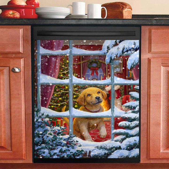 Christmas Puppy At Window NI1911026KL Decor Kitchen Dishwasher Cover