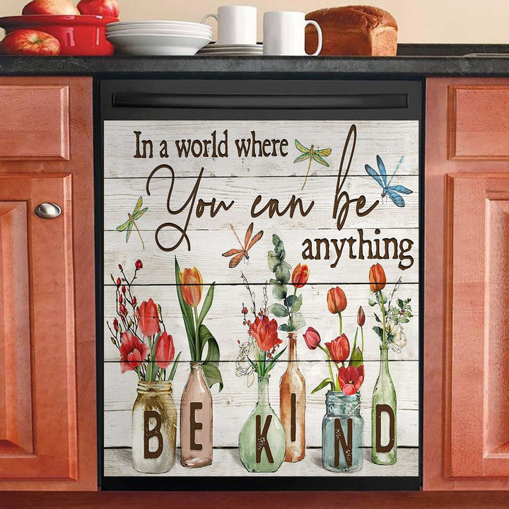 Be Kind Dragonflies Tulip Flowers NI2601013YC Decor Kitchen Dishwasher Cover