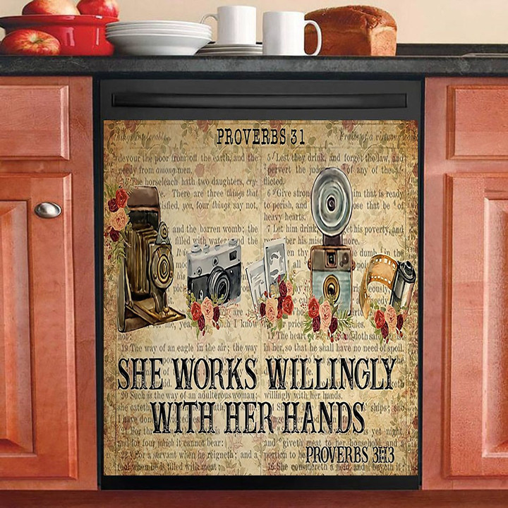 She Works Willingly With Her Hands NI0312075KL Decor Kitchen Dishwasher Cover