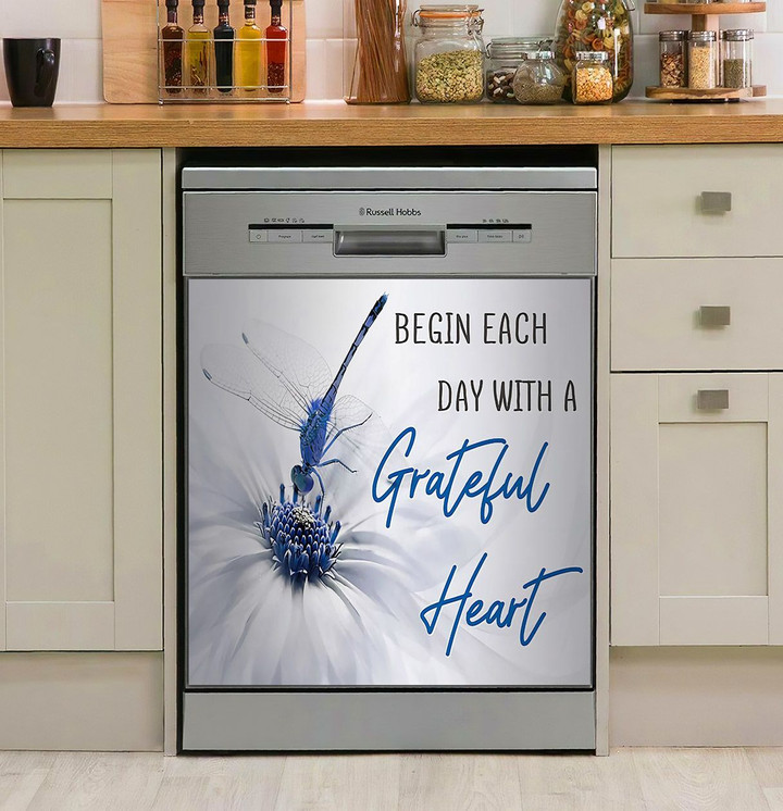 Dragonfly Begin Each Day With A Grateful Heart NI0310016NT Decor Kitchen Dishwasher Cover