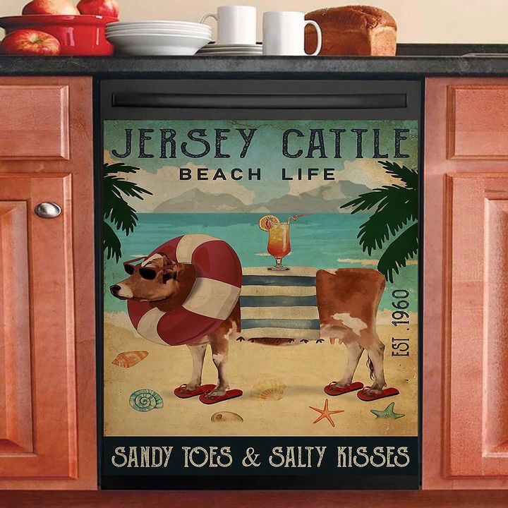 Vintage Beach Cocktail Life Jersey Cattle NI2410102KL Decor Kitchen Dishwasher Cover